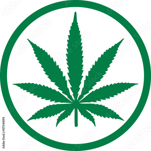 Marijuana hemp leaf in a circle