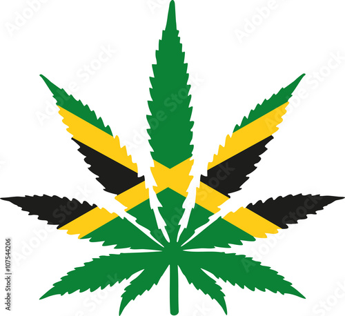 Marijuana leaf with jamaica flag