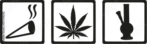 Dope icons joint Marijuana leaf bong