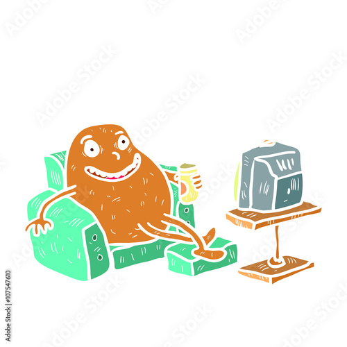 Cartoon couch potato illustration