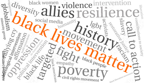 Black Lives Matter Word Cloud on a white background. 