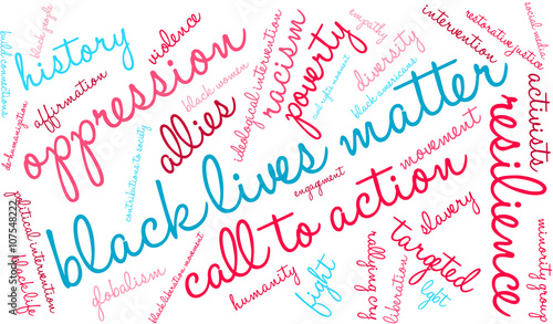 Black Lives Matter Word Cloud on a white background. 