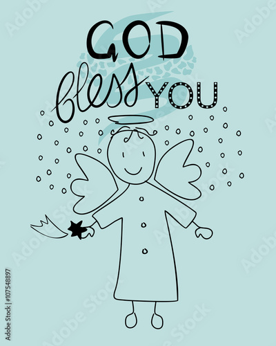 Bible lettering God bless you and little angel 