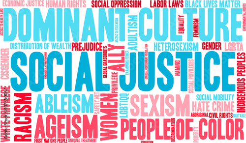 Social Justice word cloud on a white background.  photo