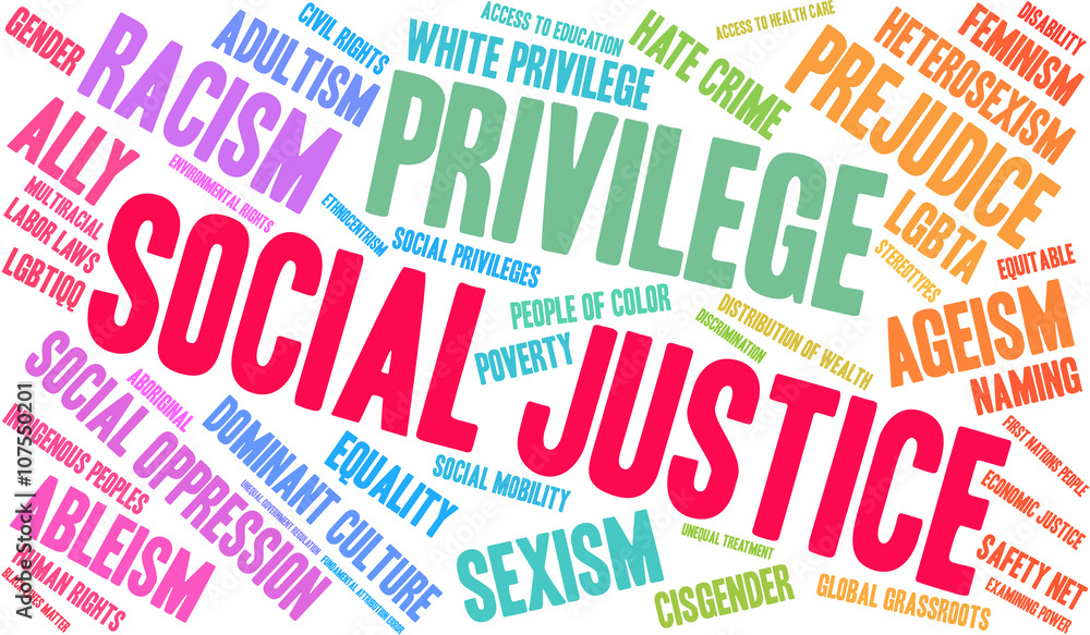 Social Justice word cloud on a white background. Social Justice word cloud on a white background.