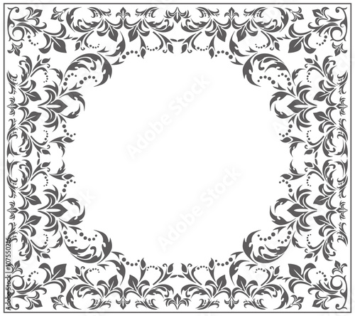 Elegant circle frame with vintage ornament