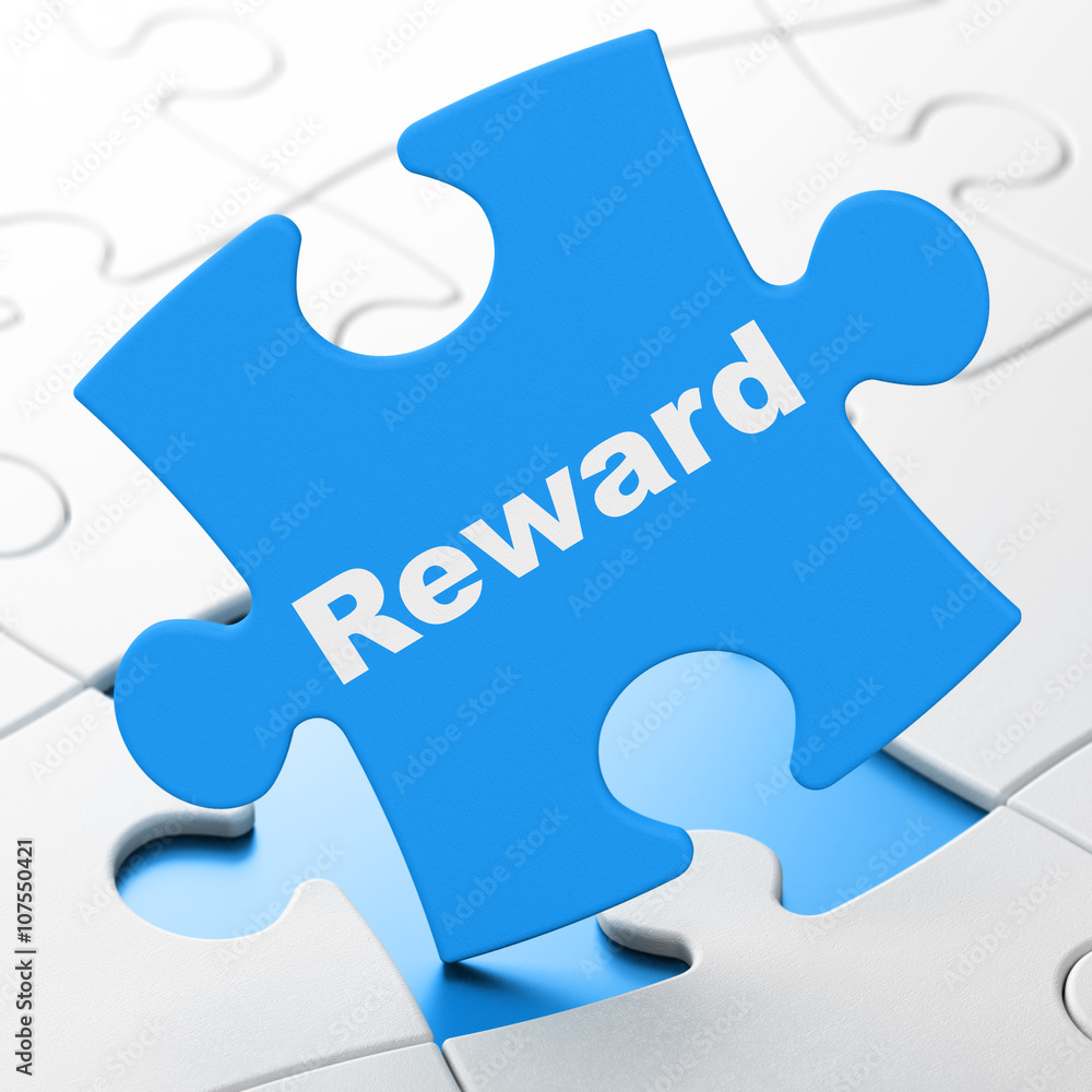 Business concept: Reward on puzzle background Business concept: Reward on puzzle background