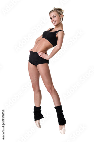 Aerobics fitness woman exercising isolated in full body.