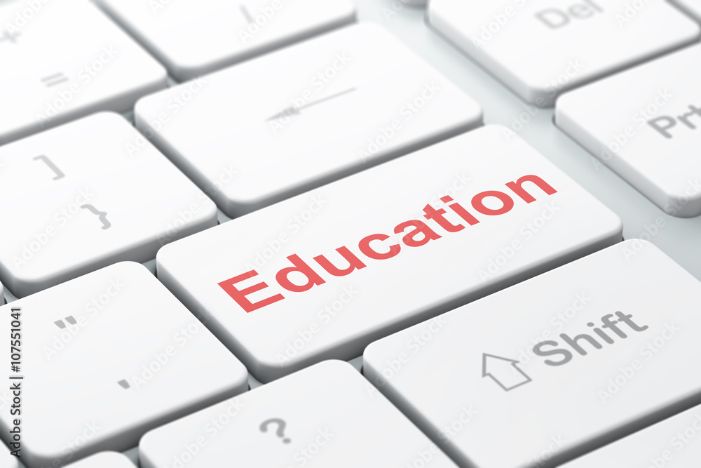 Studying concept: Education on computer keyboard background Studying concept: Education on computer keyboard background