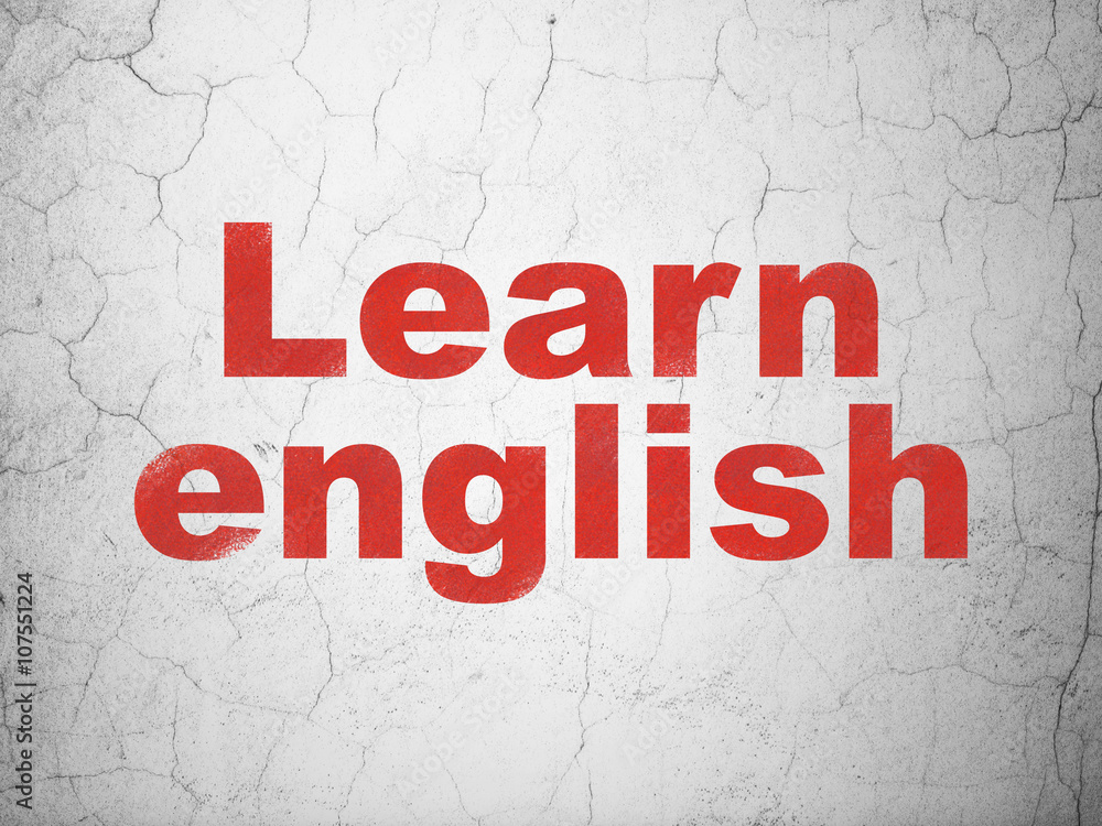 Obraz premium Studying concept: Learn English on wall background