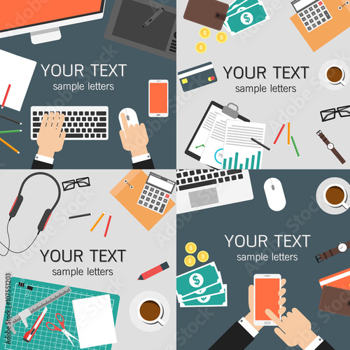 web banners and promotional materials in flat design, mock up te