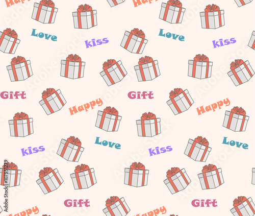 seamless pattern on the theme gifts and love