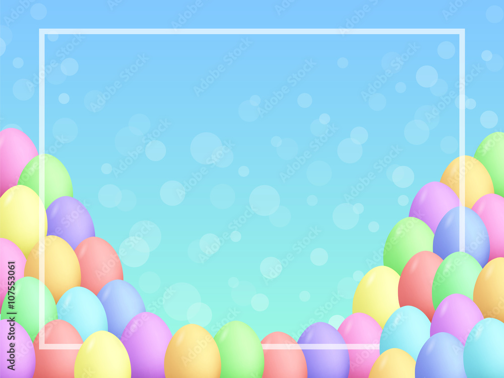 Easter eggs frame cartoon realistic colorful pastel 1