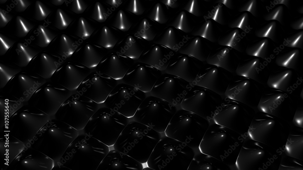 Fototapeta premium black Metal rounded spikes background 3D Rendering