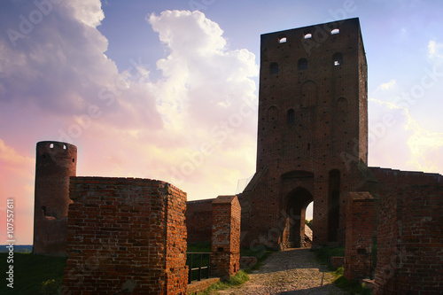 View of the old, ruined mediewal castle.  photo