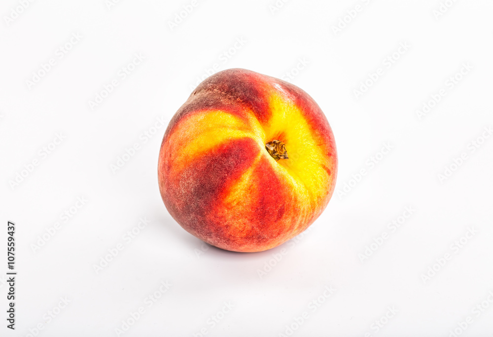 Peach. Fruit with slice isolated on white background