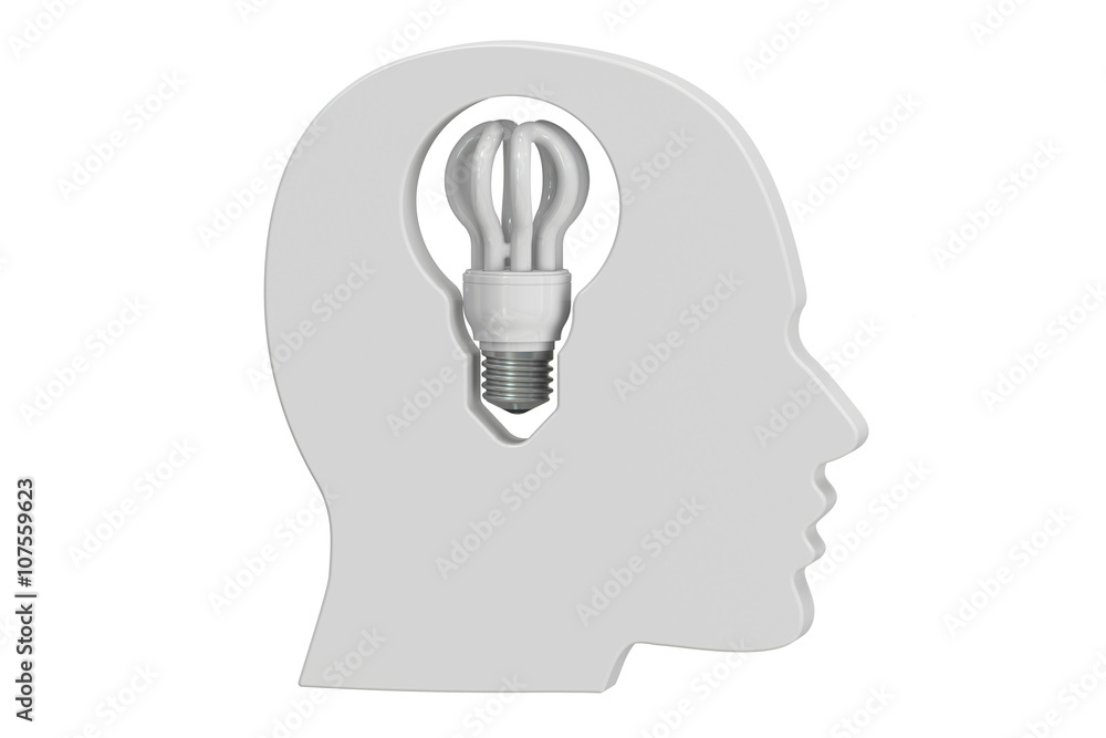 Idea concept with human head. 3D rendering Idea concept with human head. 3D rendering
