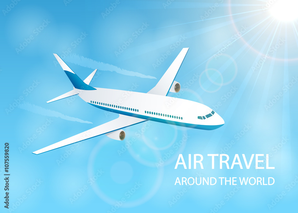 Naklejka premium Air travel background with plane