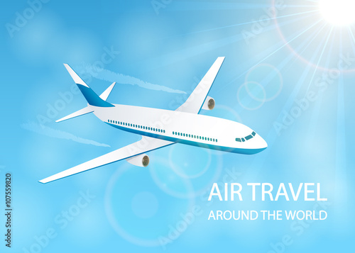 Air travel background with plane