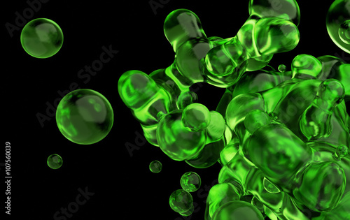 Abstract 3d rendering of chaotic liquid in empty space. Background with dynamic fluid splash. Design element.