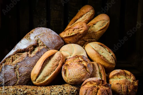 Panel kuchenny z motywem Different types of bread and rolls