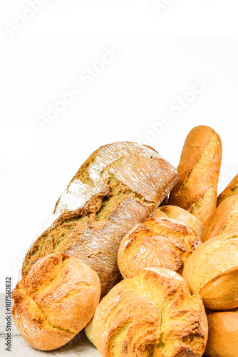 Different types of bread and rolls