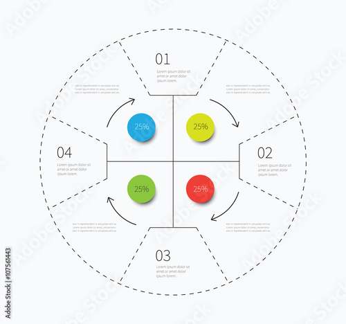 big infographic circle with many options / cycling vector graphic chart with arrows direction and 4 options