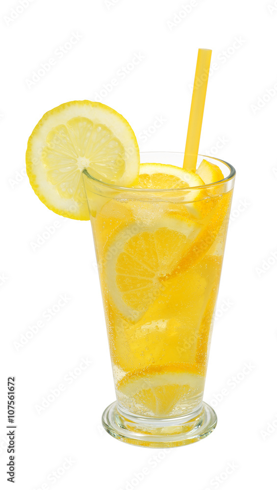 lemonade in a glass isolated on white background