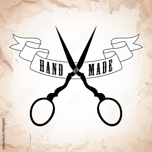 Card with black scissors.