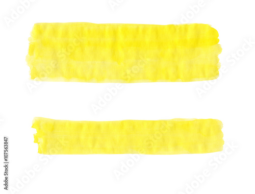 Wide and narrow yellow band painted with gouache