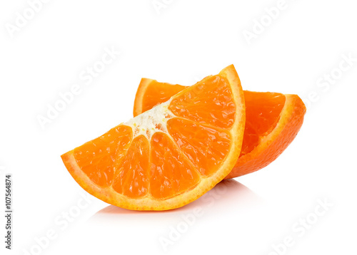 Sliced of orange fruit isolated on the white