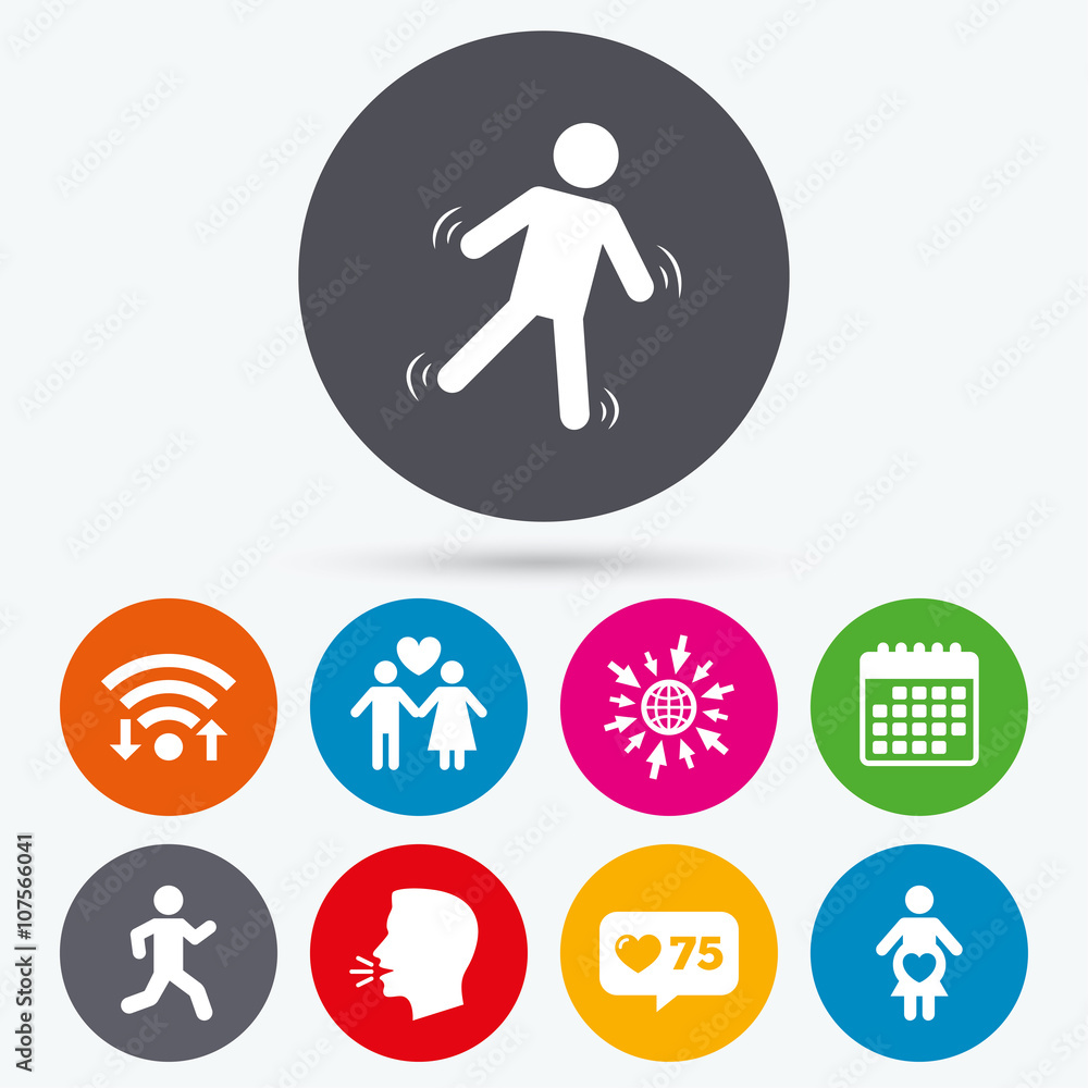 Women pregnancy icon. Human running symbol. Women pregnancy icon. Human running symbol.