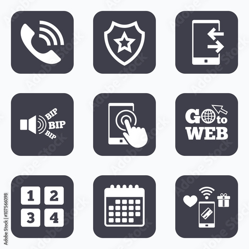 Phone icons. Call center support symbol.