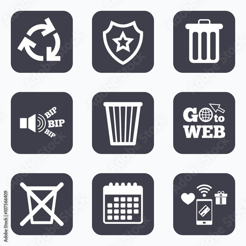 Recycle bin icons. Reuse or reduce symbol.