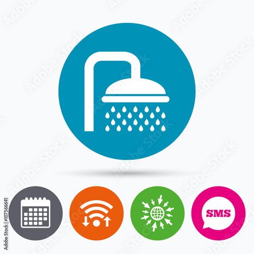 Shower sign icon. Douche with water drops symbol