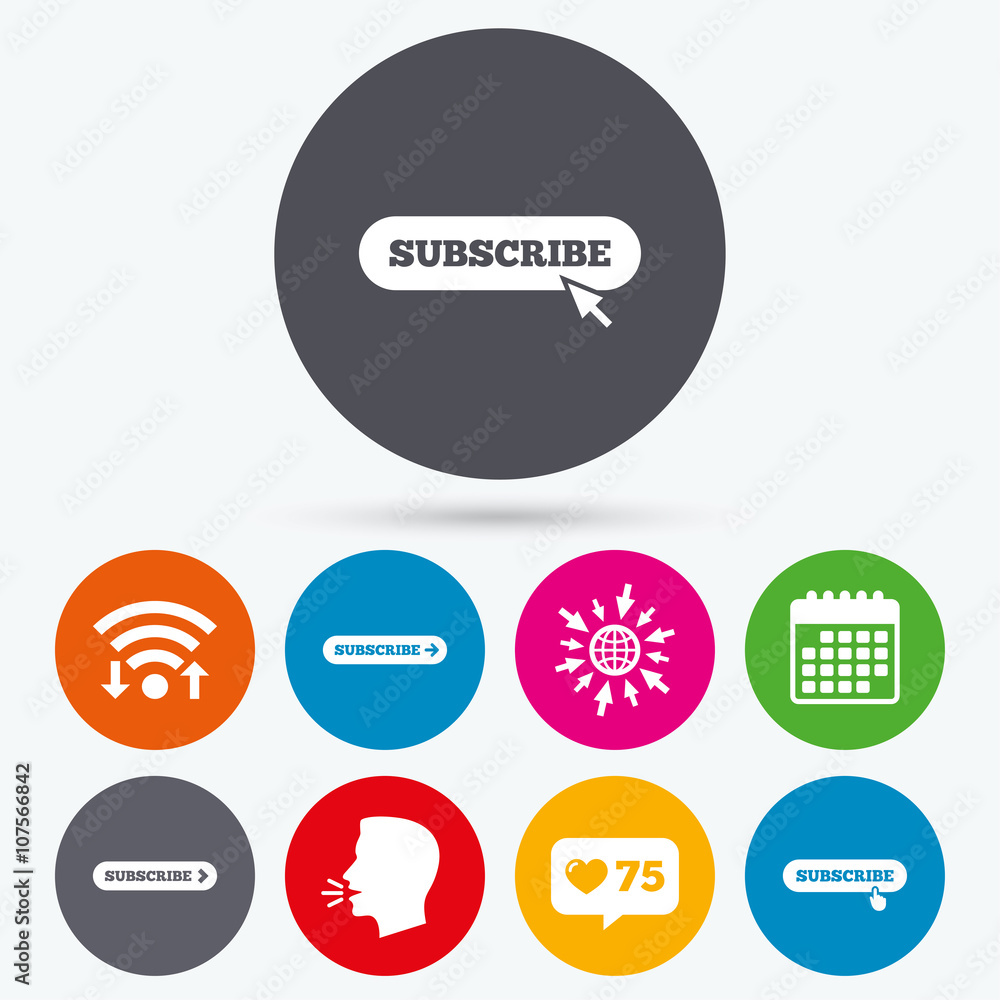 Subscribe icons. Membership signs with arrow. Subscribe icons. Membership signs with arrow.