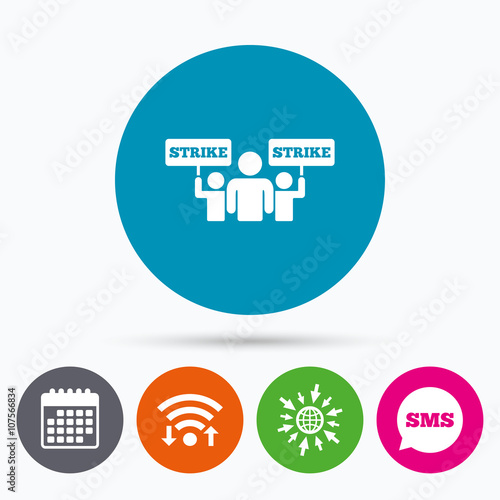 Strike sign icon. Group of people symbol.