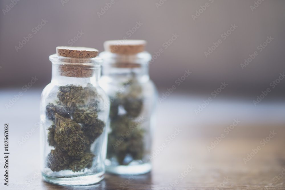 Marijuana in Glass Spice Jars Marijuana in Glass Spice Jars
