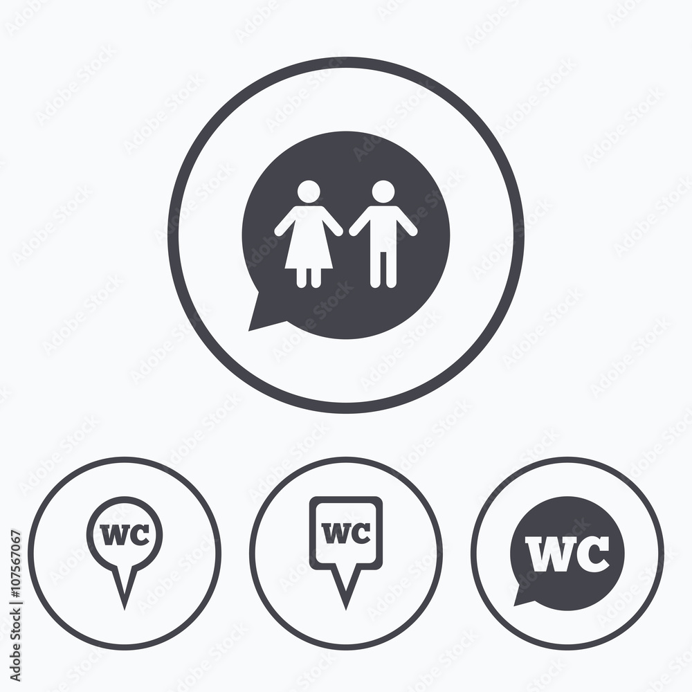 WC Toilet pointer icons. Gents and ladies room. WC Toilet pointer icons. Gents and ladies room.