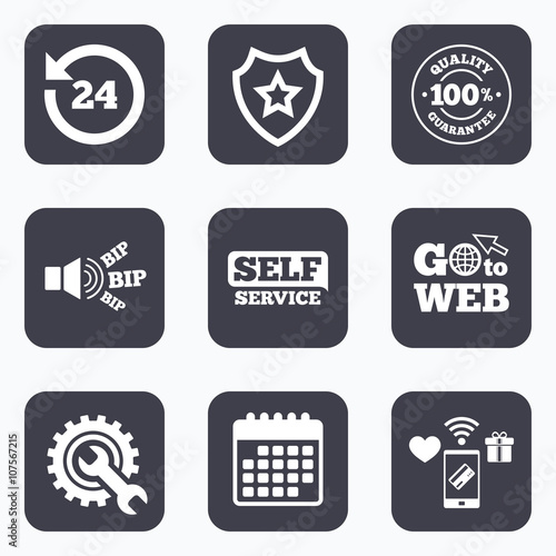 Repair fix tool icons. Customer service signs.