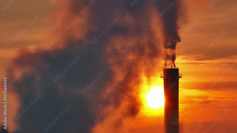 Smoke from chimney at sunrise 4k Smoke from chimney at sunrise 4k