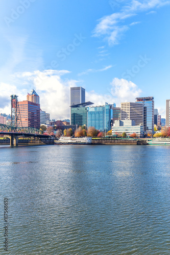 water skyline and cityscape in portland