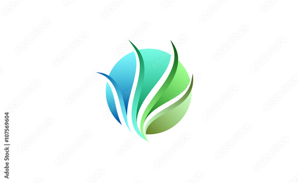 nature sphere beauty circle logo, spa symbol icon vector design