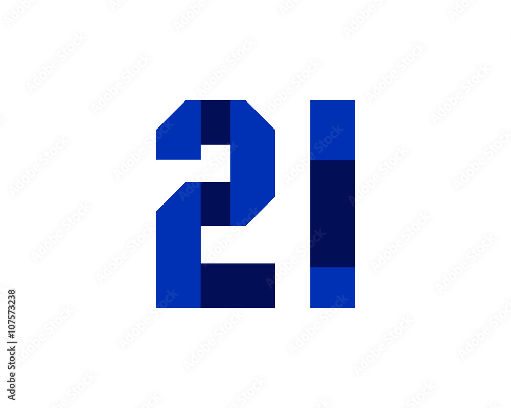 21 blue ribbon number logo