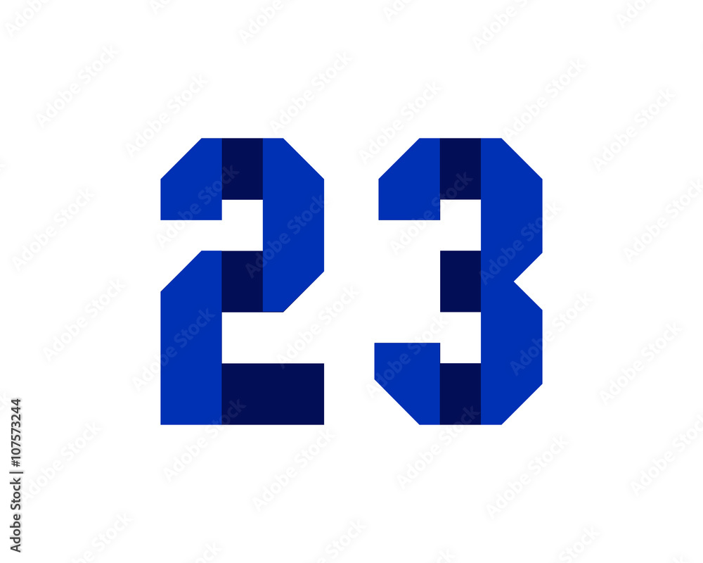 Fototapeta premium 23 blue ribbon number logo