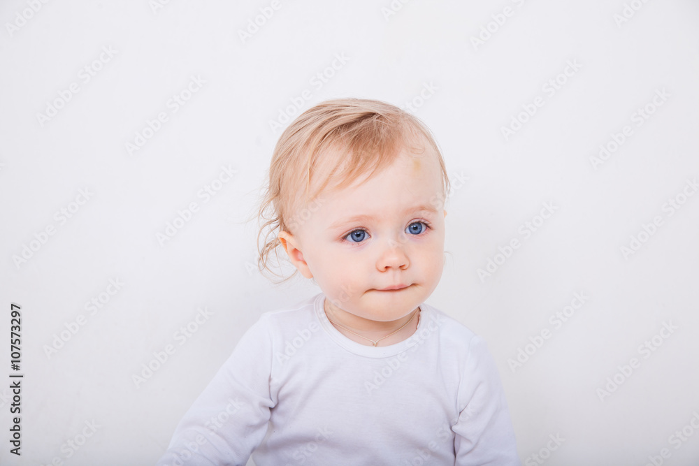 Happy baby isolated on white