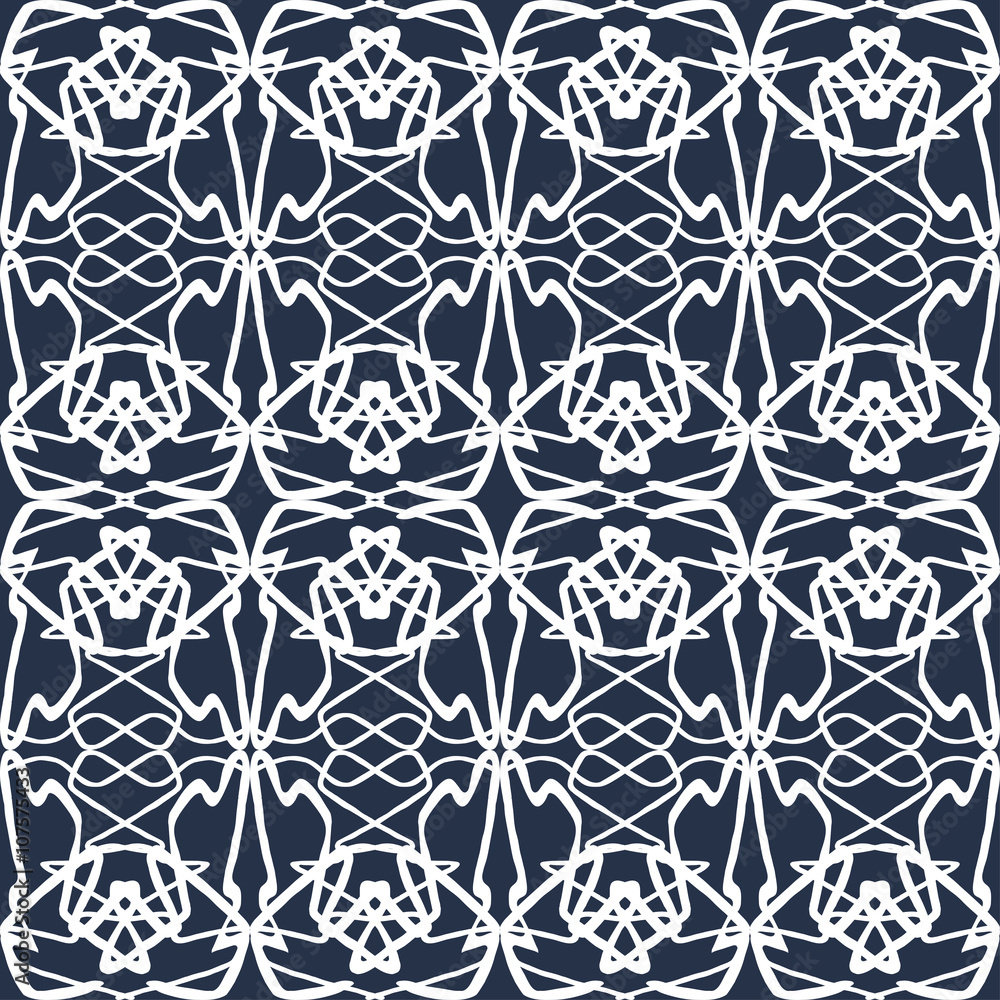 Fototapeta premium beautiful white thin line vintage seamless pattern