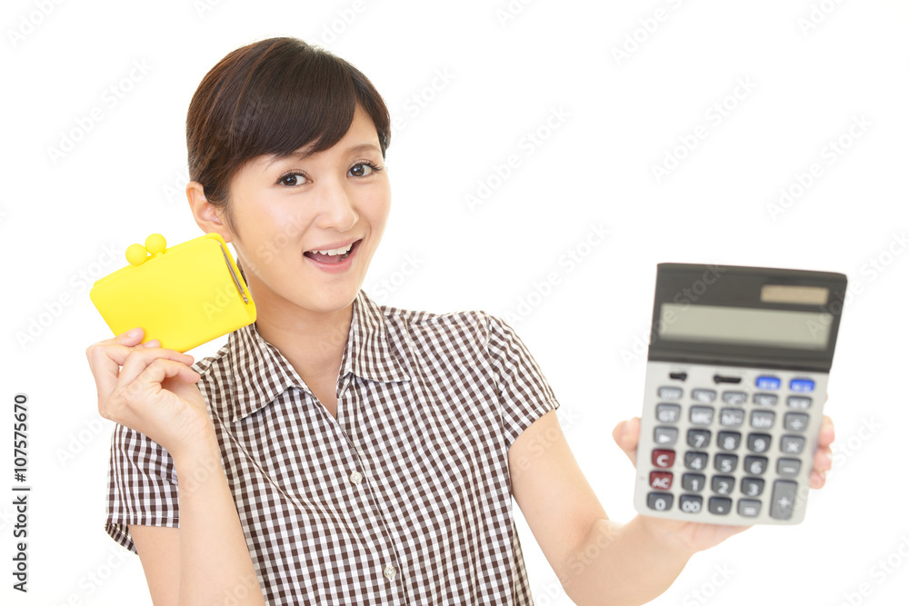 計算機を持つ女性