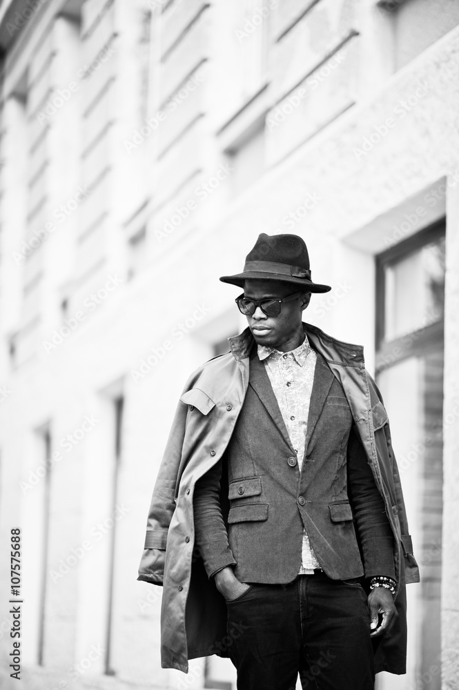 Fashion portrait of black african american man on green velvet j