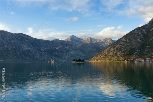 Two islets off the coast of Perast in Bay of Kotor ( Island of Our Lady of The Rocks and Island of Saint George). Montenegro